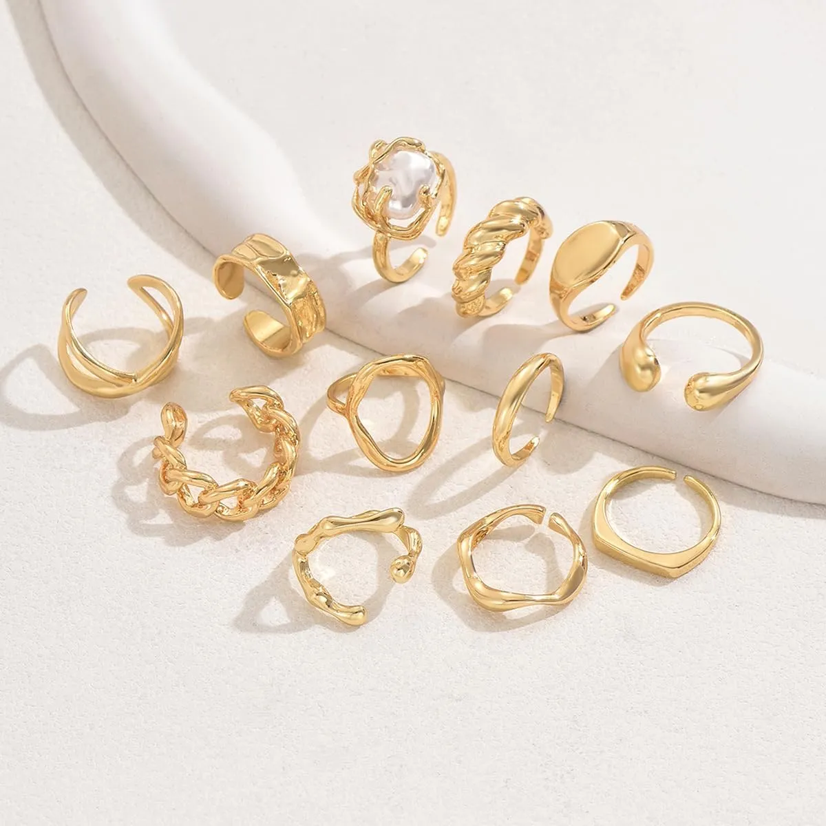 Elegant Gold Rings for Women Stackable & Knuckle Gold Rings Hypoallergenic Chunky Gold Rings for Women Adjustable Midi Rings Elegant Dainty Rings Jewelry for Women