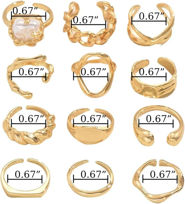 Elegant Gold Rings for Women Stackable & Knuckle Gold Rings Hypoallergenic Chunky Gold Rings for Women Adjustable Midi Rings Elegant Dainty Rings Jewelry for Women