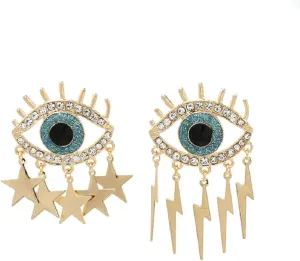 Eye Earrings for Women, Evil Eye Star Earrings Lightning Bolt Dangle Earring Hypoallergenic, Cute Eye Earring Studs