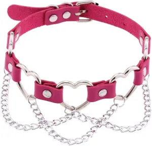 eYLun Women Goth Choker Punk Heart Leather Chain Collar Necklaces