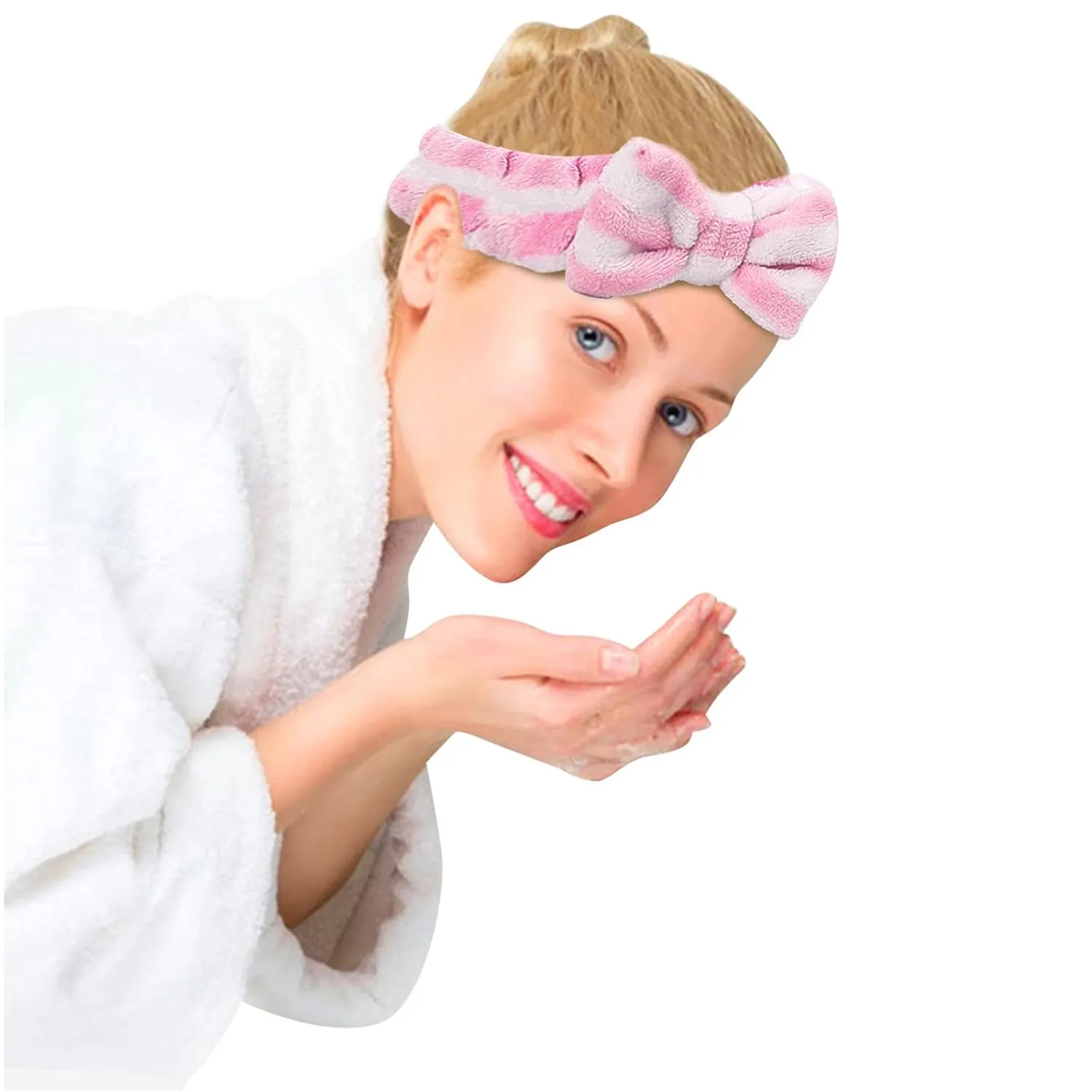 Face Wash Women's Facial Makeup Hydrotherapy Headband 1 Piece Bow Hairband Headband For Shower Headband Soft Coral Velvet