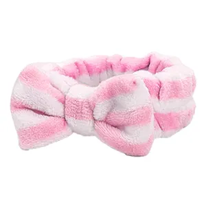 Face Wash Women's Facial Makeup Hydrotherapy Headband 1 Piece Bow Hairband Headband For Shower Headband Soft Coral Velvet
