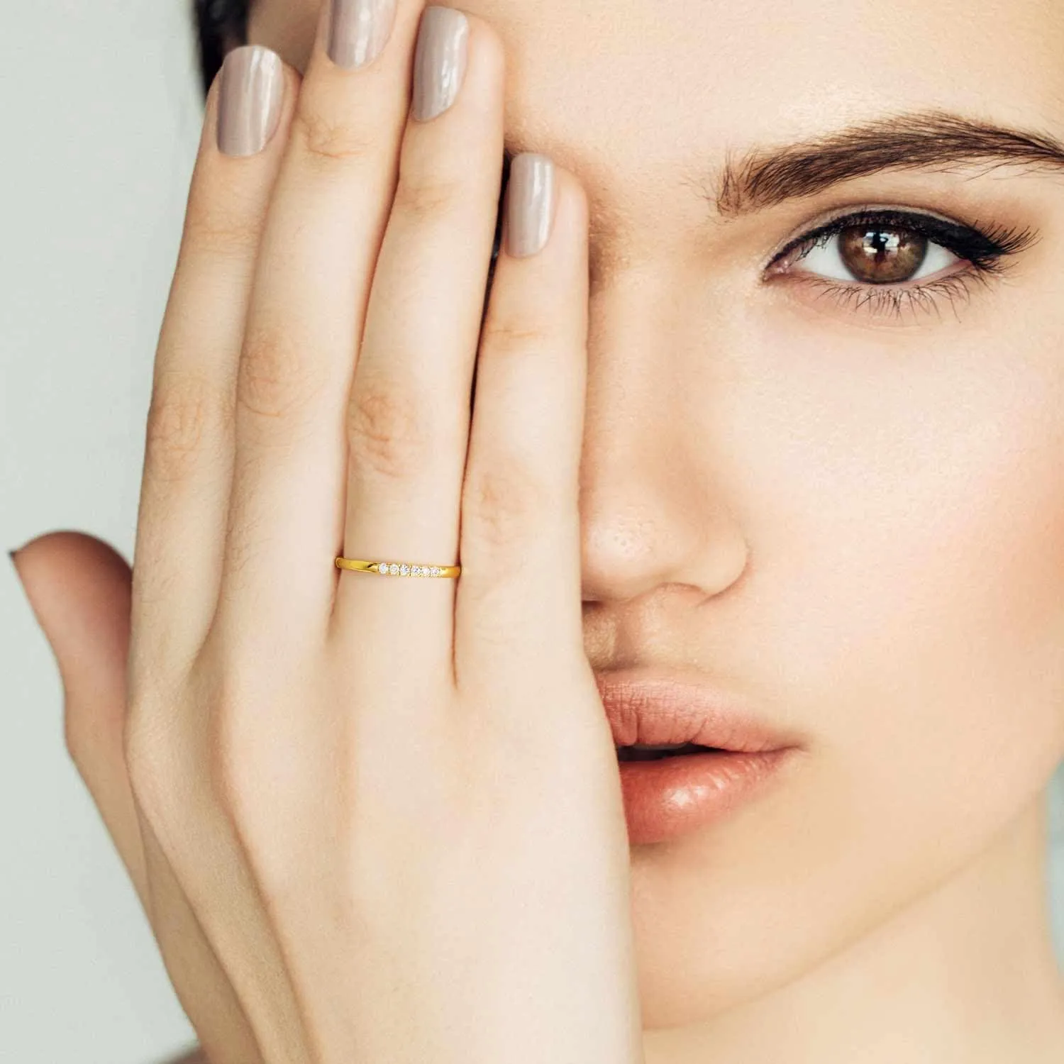 FENIMI 14K Gold Rings for Women Cubic Zirconia Gold Rings Simplicity Stackable Non Tarnish Wedding Bands for Women Available Sizes 5-9