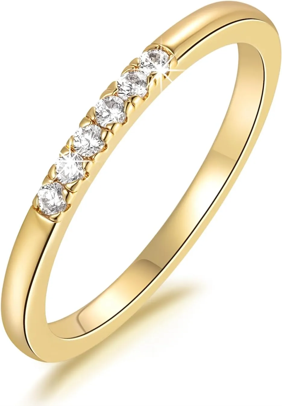 FENIMI 14K Gold Rings for Women Cubic Zirconia Gold Rings Simplicity Stackable Non Tarnish Wedding Bands for Women Available Sizes 5-9