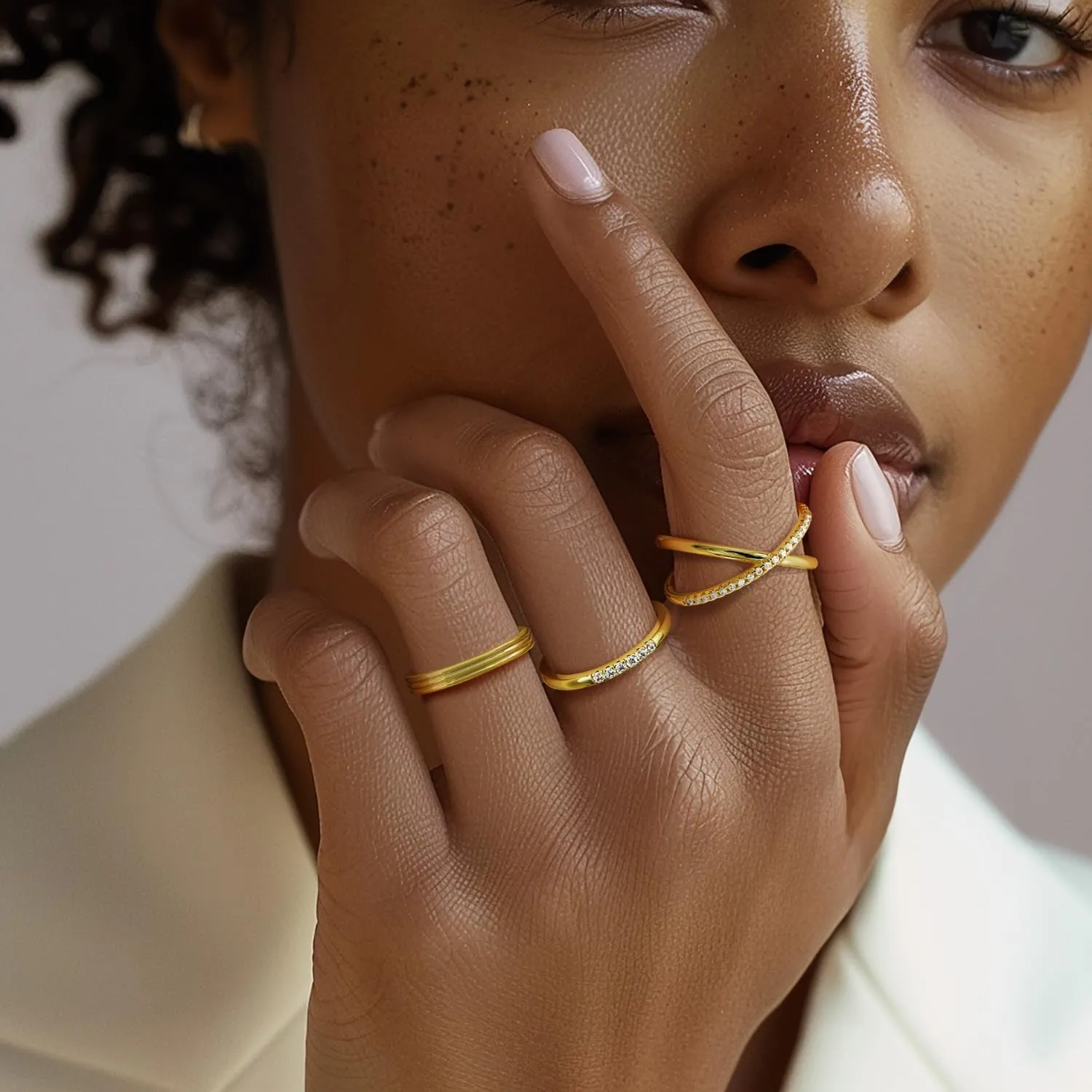 FENIMI 14K Gold Rings for Women Cubic Zirconia Gold Rings Simplicity Stackable Non Tarnish Wedding Bands for Women Available Sizes 5-9