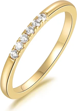 FENIMI 14K Gold Rings for Women Cubic Zirconia Gold Rings Simplicity Stackable Non Tarnish Wedding Bands for Women Available Sizes 5-9