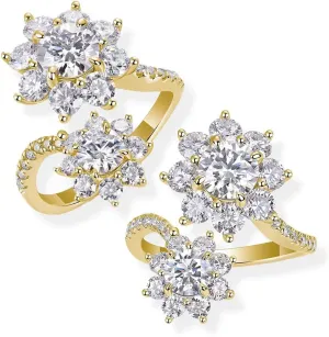 Flower Moissanite Engagement Ring | Lab Grown 3.7 Carat Diamond & 18k Gold Plated Ring | Moissanite Rings for Women | S925 Sterling Silver Rings | Moissanite Ring | Gold Rings for Women Non Tarnish