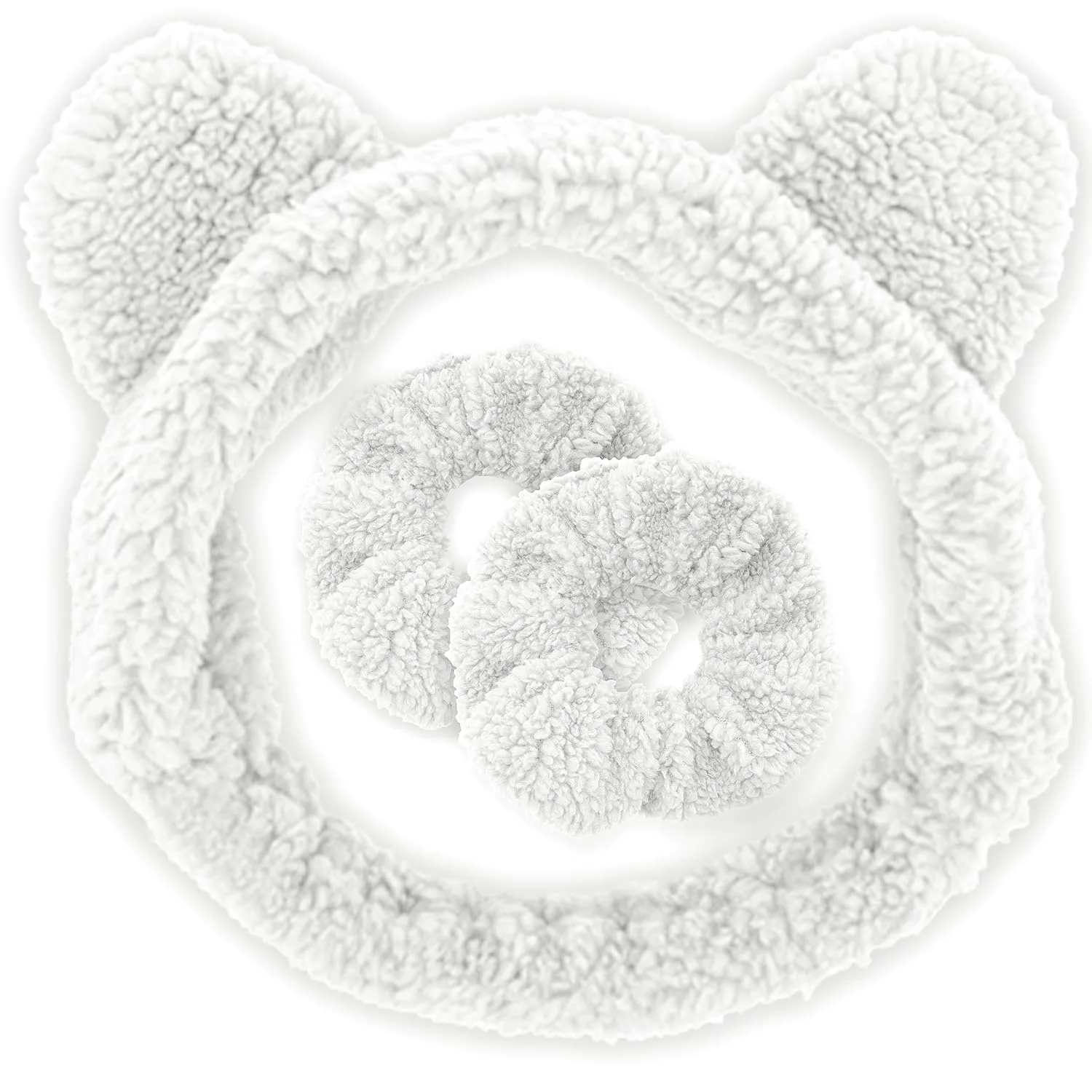 FROG SAC Spa Headband for Washing Face, Teddy Bear Skincare Makeup Headbands with Wrist Bands, Girls Fluffy Facewashing Skin Care Make Up Animal Head Band Hair Accessories for Women