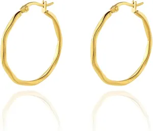 Geometric Hoop Earrings for Women 18K Gold Plated Stainless Steel 30mm Minimalist Huggie Hoops Earrings Ear Jewelry