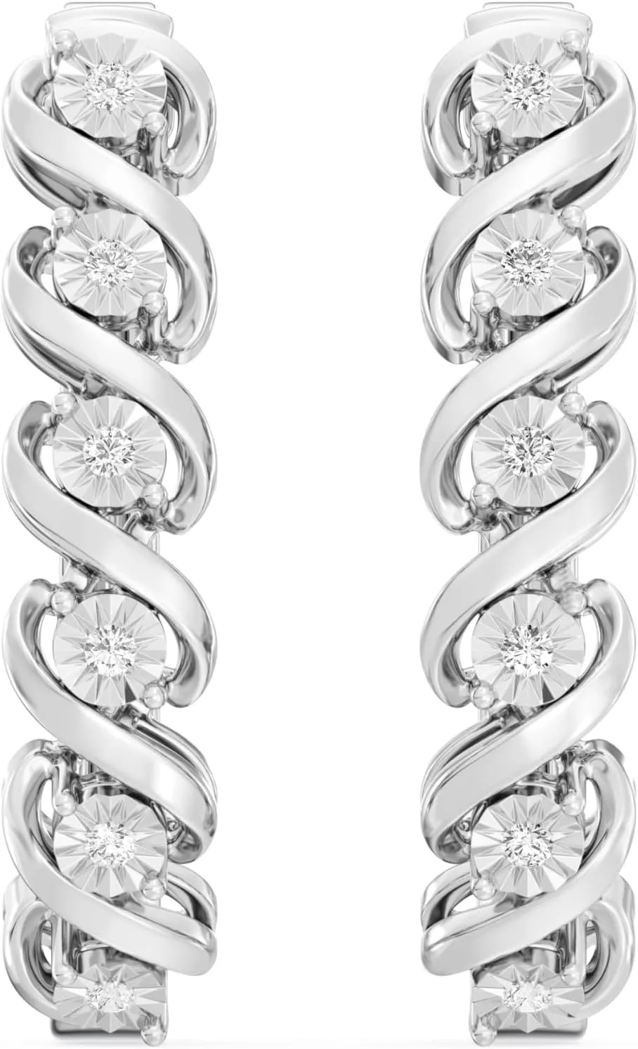 GILDED Lab-Grown Diamond Hoop Earrings for Women, Sterling Silver Hinged Hoops ?C Elegant Jewelry Gift box included