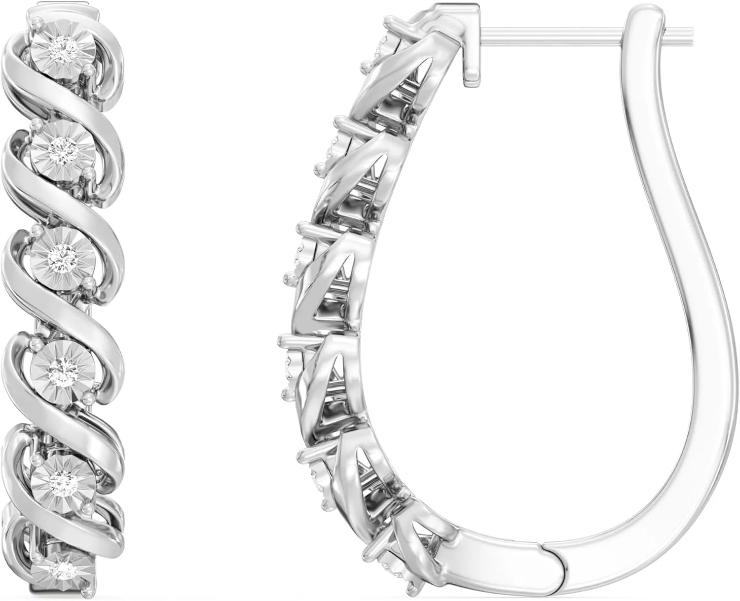 GILDED Lab-Grown Diamond Hoop Earrings for Women, Sterling Silver Hinged Hoops ?C Elegant Jewelry Gift box included