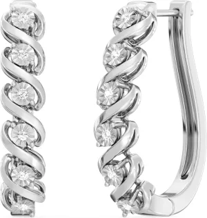 GILDED Lab-Grown Diamond Hoop Earrings for Women, Sterling Silver Hinged Hoops ?C Elegant Jewelry Gift box included