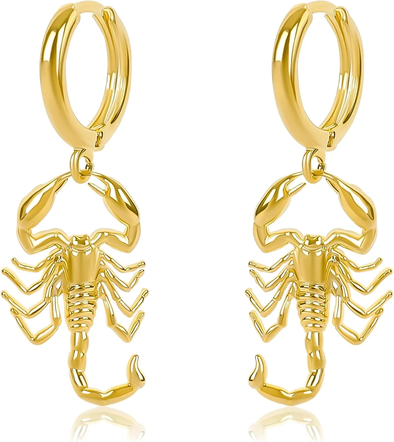 Gold Animal Fruit Huggie Hoop Earrings for Women, 14k Gold Plated Dangle Cute Small Scorpion Cross Bow Butterfly Cherry Rocket Leopard Charm Hoop Earrings Fashion Drop Earrings Jewelry Gifts