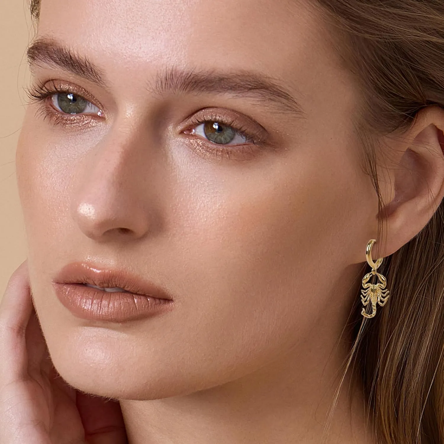 Gold Animal Fruit Huggie Hoop Earrings for Women, 14k Gold Plated Dangle Cute Small Scorpion Cross Bow Butterfly Cherry Rocket Leopard Charm Hoop Earrings Fashion Drop Earrings Jewelry Gifts
