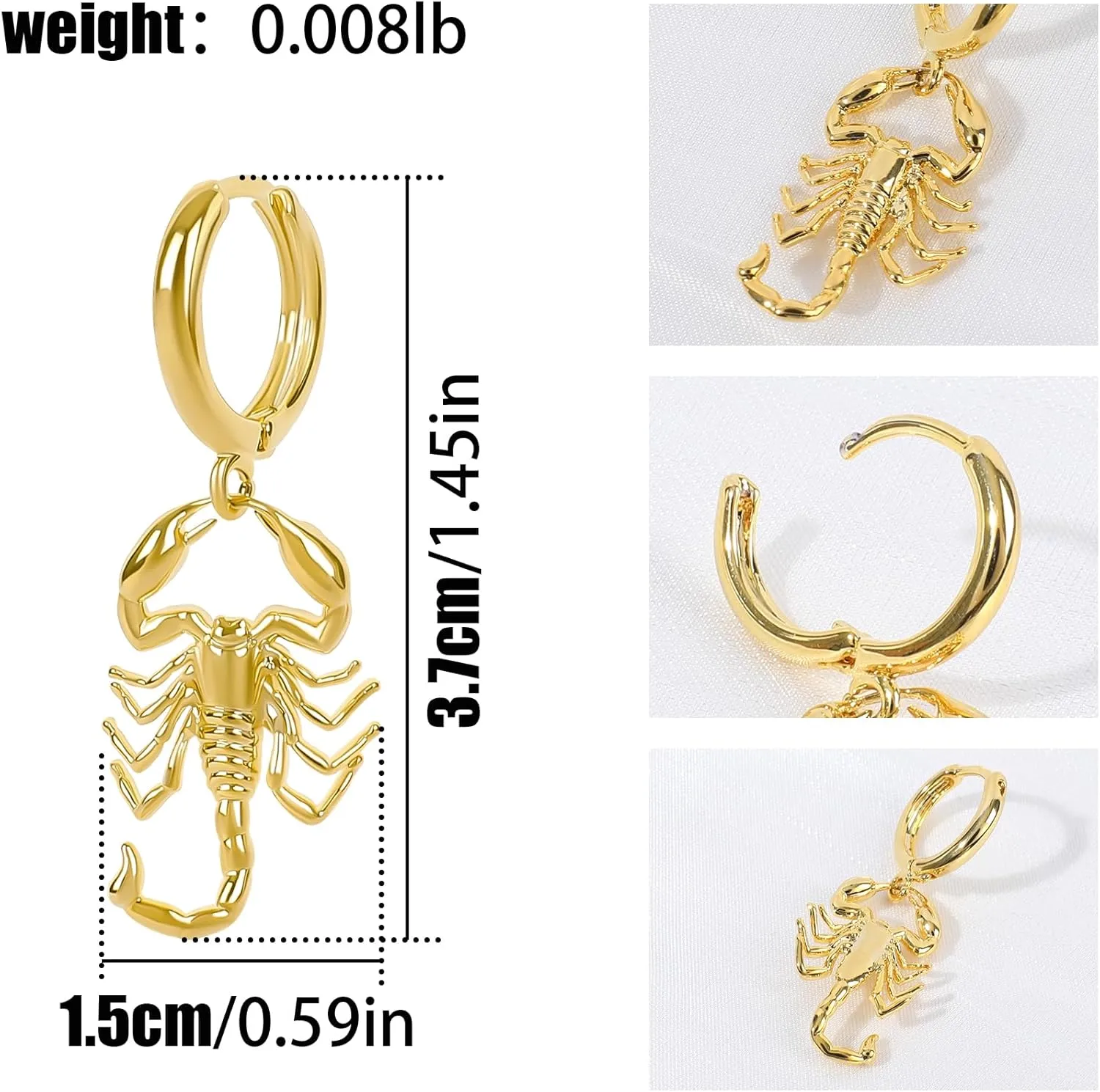 Gold Animal Fruit Huggie Hoop Earrings for Women, 14k Gold Plated Dangle Cute Small Scorpion Cross Bow Butterfly Cherry Rocket Leopard Charm Hoop Earrings Fashion Drop Earrings Jewelry Gifts