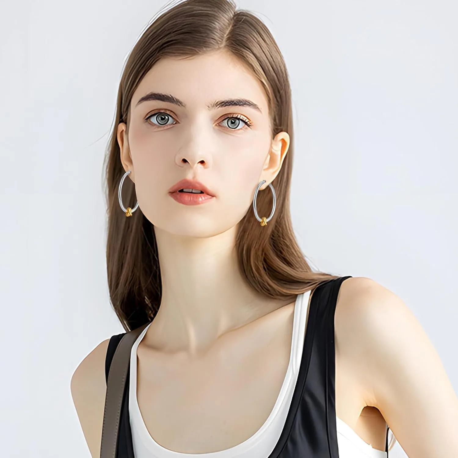 Gold Hoop Earrings for Women 18K Gold Plated Knot Hoop Earrings Statement Lightweight Thick Trendy Small Gold Open Hoops Fashion Jewelry