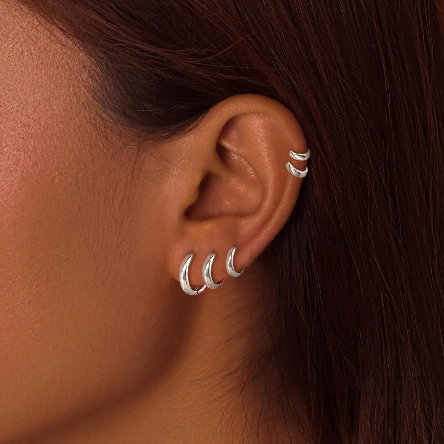 Gold Hoop Earrings Set for Women Men Chunky Gold Silver Hoop Earrings 14K Gold Filled Hypoallergenic Stack Cartilage Earrings Dainty Trendy Clip On Jewelry Gifts