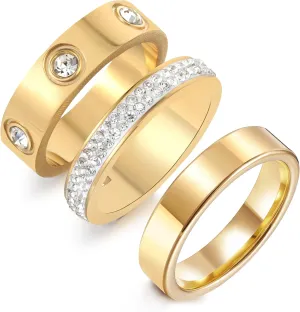 Gold Silver Rings for Women Dainty 18K Gold Plated Cubic Zirconia Stacking Rings for Women Thumb Ring Set Love Friendship Dual Band Rings Promise Wedding Engagement Rings