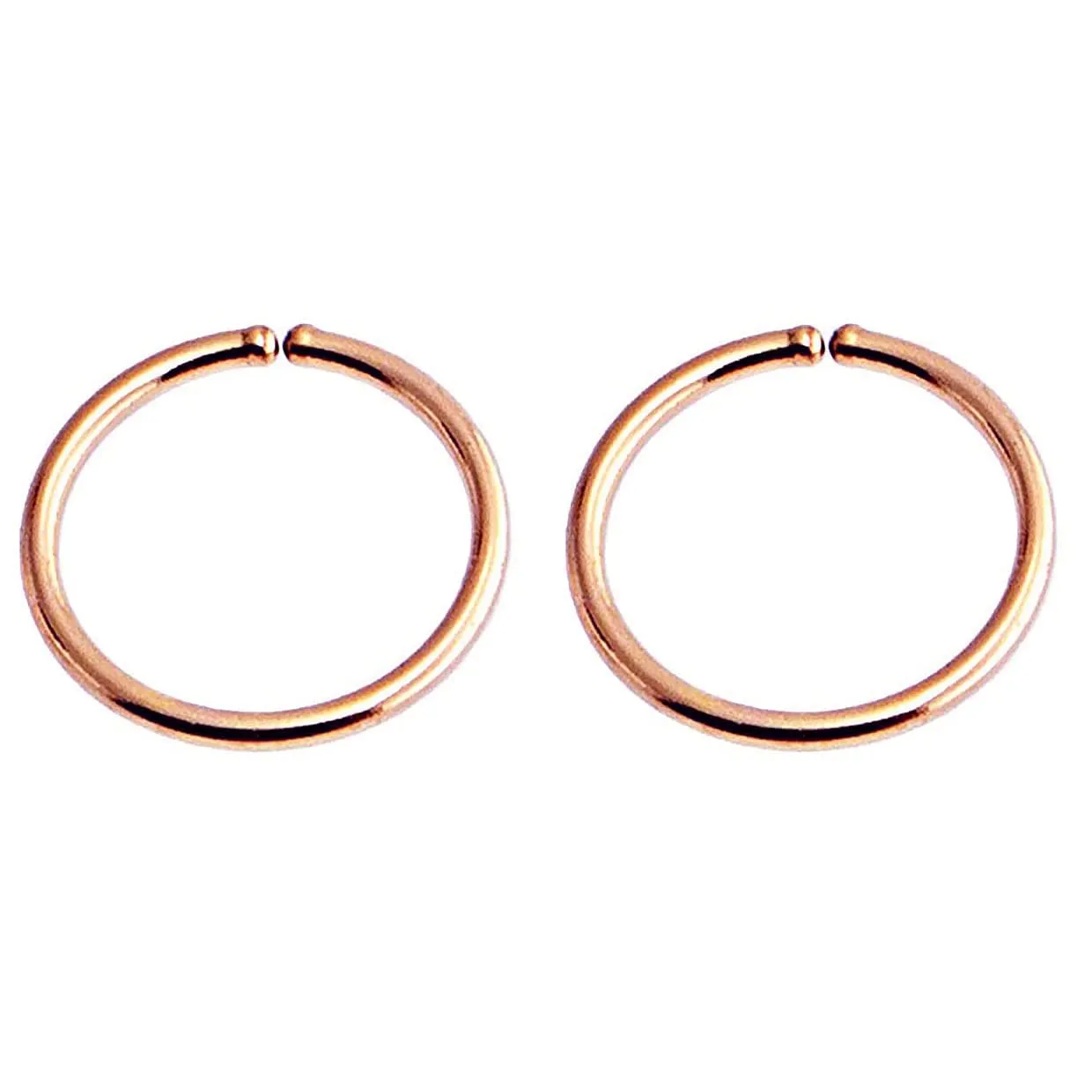 Gold, Sterling Silver Tiny Thin Hoop Earrings for Women Cartilage Nose Septum Helix Tragus Rings Multiple Piercing Jewelry, Hypoallergenic (7mm | 24 GA, 14K Rose Gold Filled)