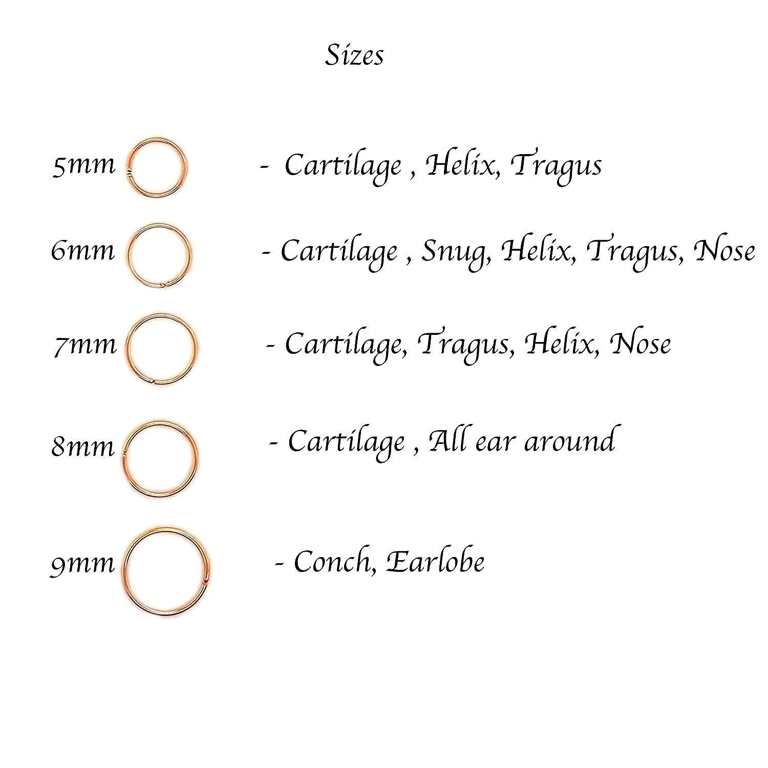 Gold, Sterling Silver Tiny Thin Hoop Earrings for Women Cartilage Nose Septum Helix Tragus Rings Multiple Piercing Jewelry, Hypoallergenic (7mm | 24 GA, 14K Rose Gold Filled)