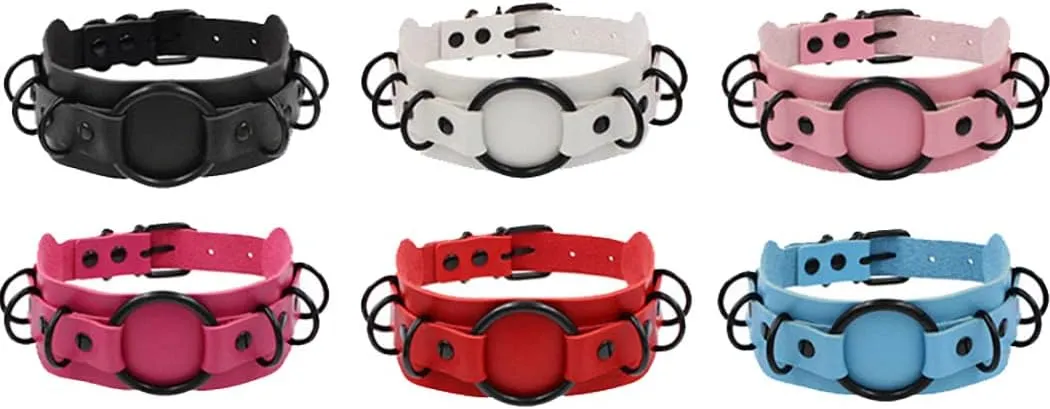 Gothic Leather Choker Necklace Punk Choker Collar Rings Nightclub Party Adjustable Necklaces Chain for Women