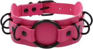 Gothic Leather Choker Necklace Punk Choker Collar Rings Nightclub Party Adjustable Necklaces Chain for Women