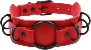 Gothic Leather Choker Necklace Punk Choker Collar Rings Nightclub Party Adjustable Necklaces Chain for Women