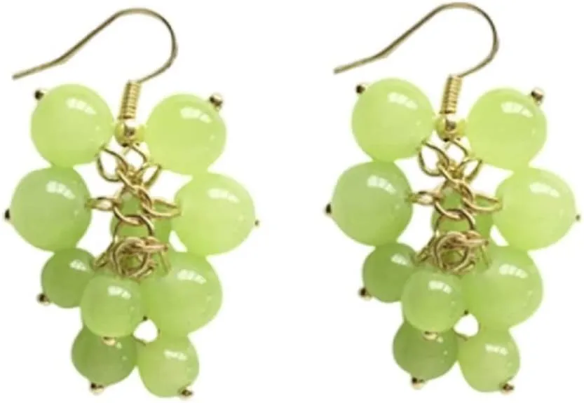 Grape Earrings for Women, Cute Fruit Grape Earrings, Tropical Green Grape Dangle Earrings Hypoallergenic, 3D Grape Drop Earrings, Gold Leaf Grape Earrings Studs, Tropical Grape Jewelry