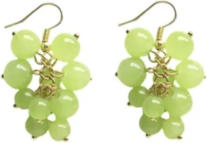 Grape Earrings for Women, Cute Fruit Grape Earrings, Tropical Green Grape Dangle Earrings Hypoallergenic, 3D Grape Drop Earrings, Gold Leaf Grape Earrings Studs, Tropical Grape Jewelry