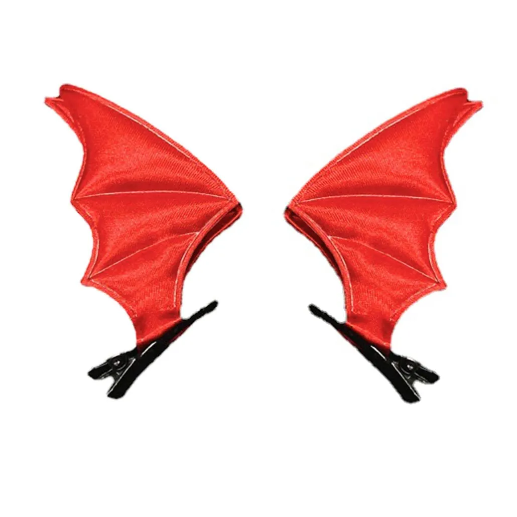 Halloween Black Wing Hair clips pins Bat Wing Hairclips Girls Hairpings Halloween BDH01 (A2-Red)