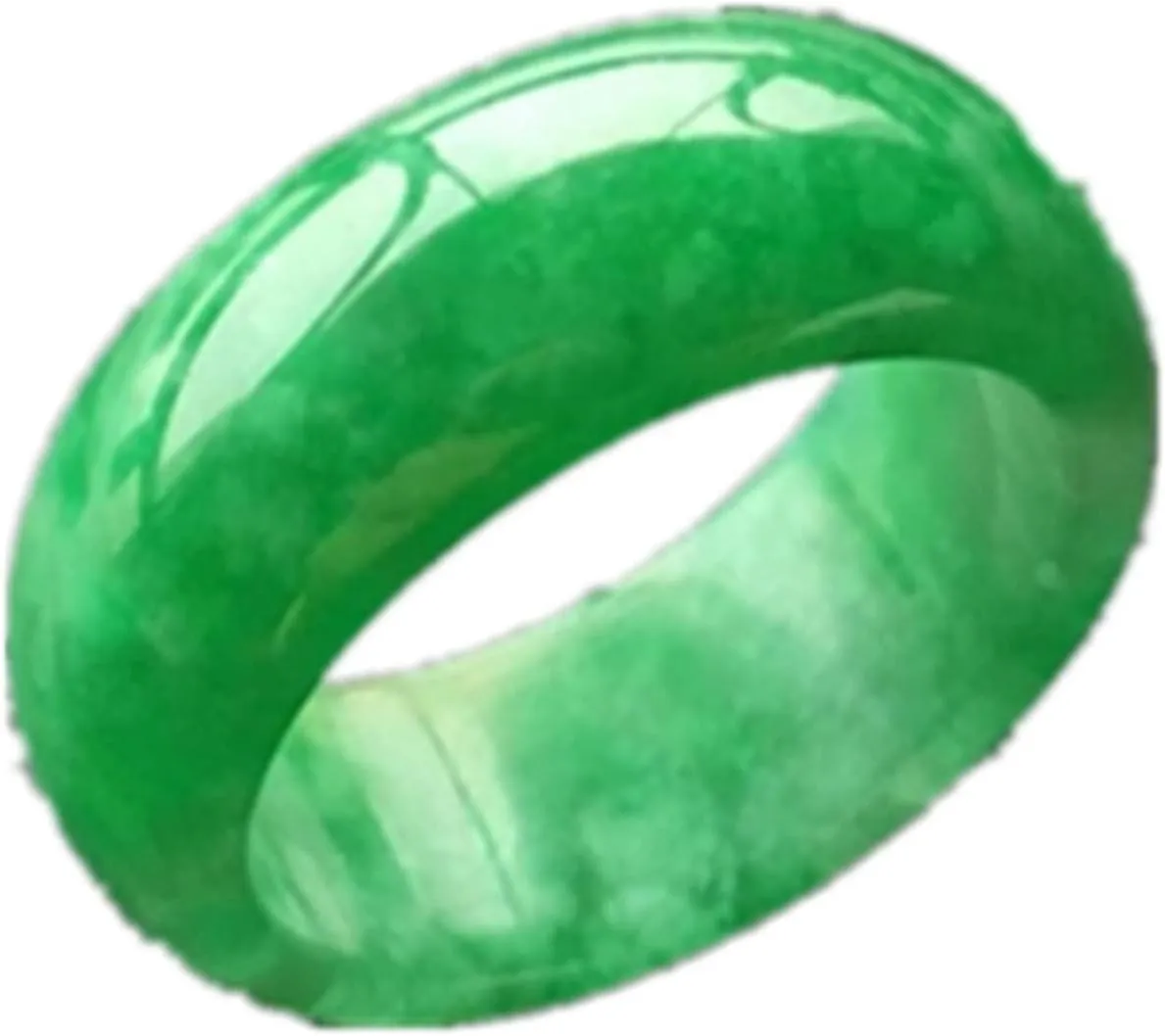 Hand-Carve Jade Ring Full Green Inner Diameter Fashion Accessories Men Women Luck Gifts Amulet (Ring Size : 10)