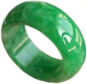 Hand-Carve Jade Ring Full Green Inner Diameter Fashion Accessories Men Women Luck Gifts Amulet (Ring Size : 10)