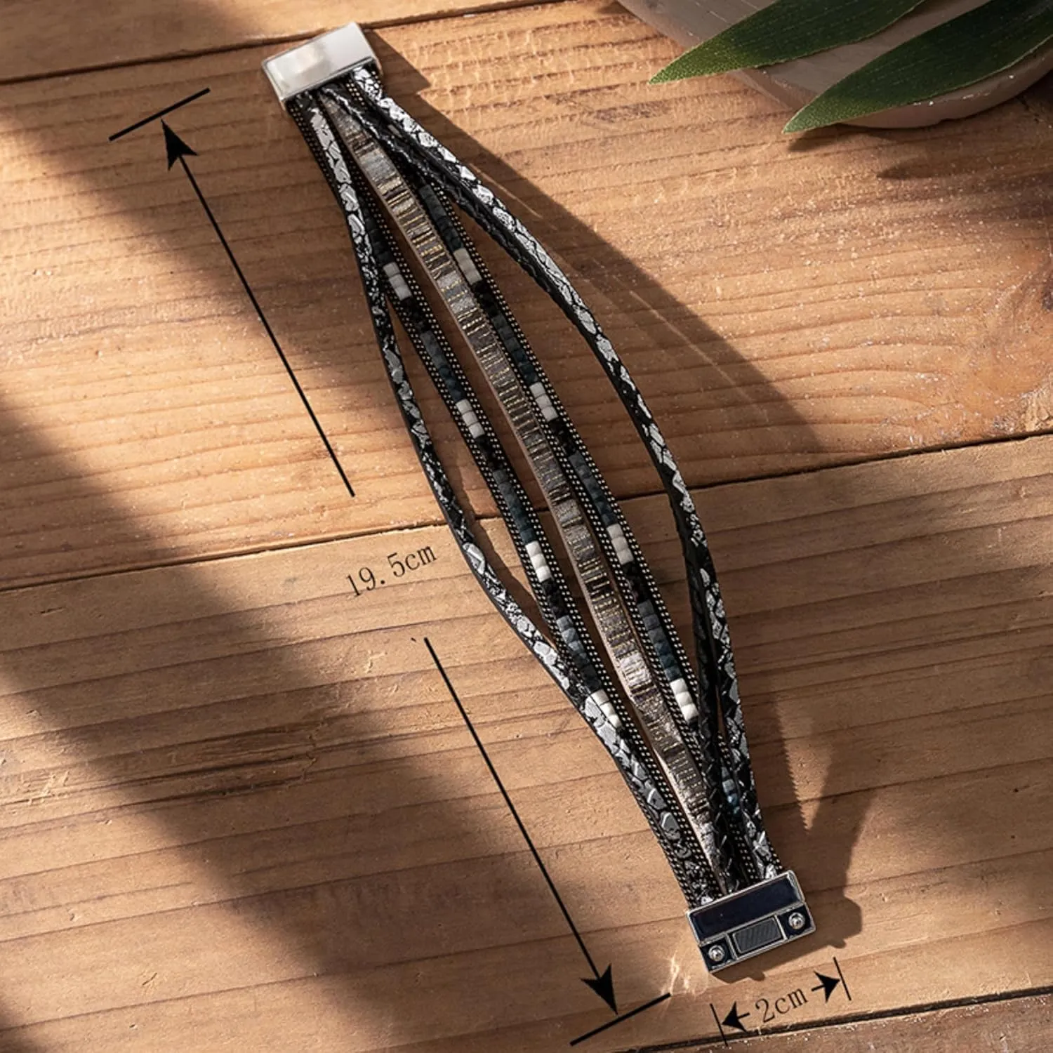 Handmade Braided Leather Stainless Steel Bracelets Punk Wristband Strand Bracelets Multi-Layer Bangle Bracelet for Men