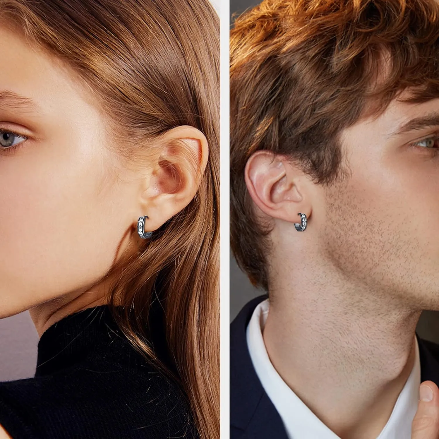 Hoop Earrings for Men 925 Sterling Silver Cross/Viking Earrings Father's Day Jewelry Gift for Dad Husband