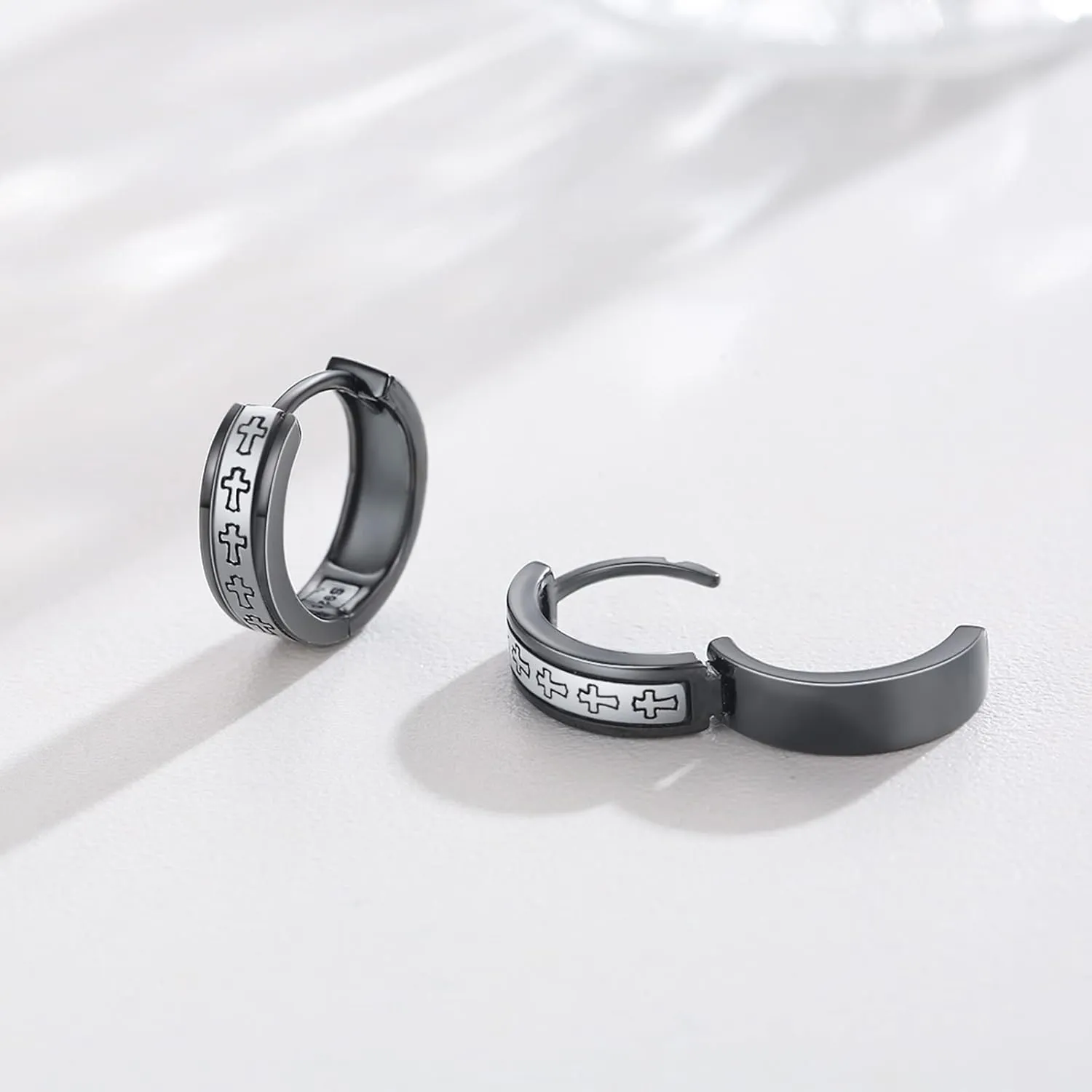Hoop Earrings for Men 925 Sterling Silver Cross/Viking Earrings Father's Day Jewelry Gift for Dad Husband