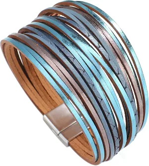 hotoo Handmade Layered Leather Bracelets Wrap for Women Stackable Chunky Colored Men Cuff Bracelet Wristband Bangle Gifts