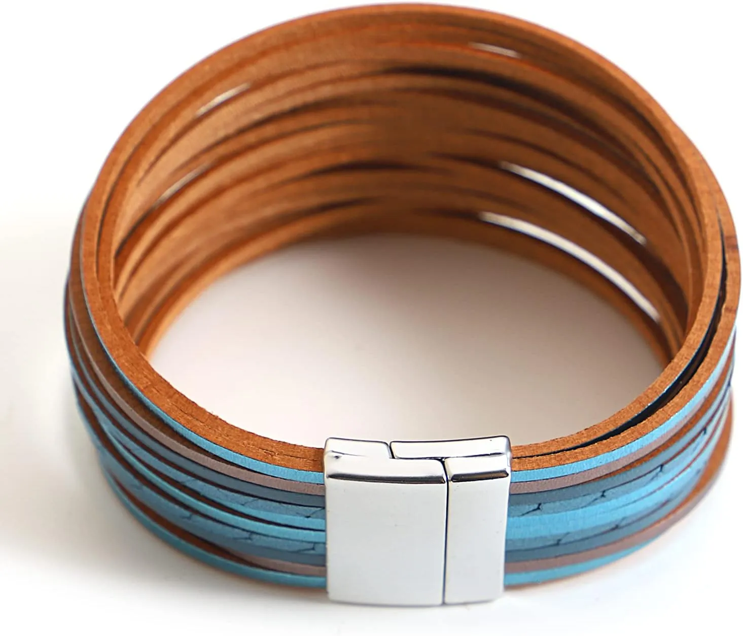 hotoo Handmade Layered Leather Bracelets Wrap for Women Stackable Chunky Colored Men Cuff Bracelet Wristband Bangle Gifts