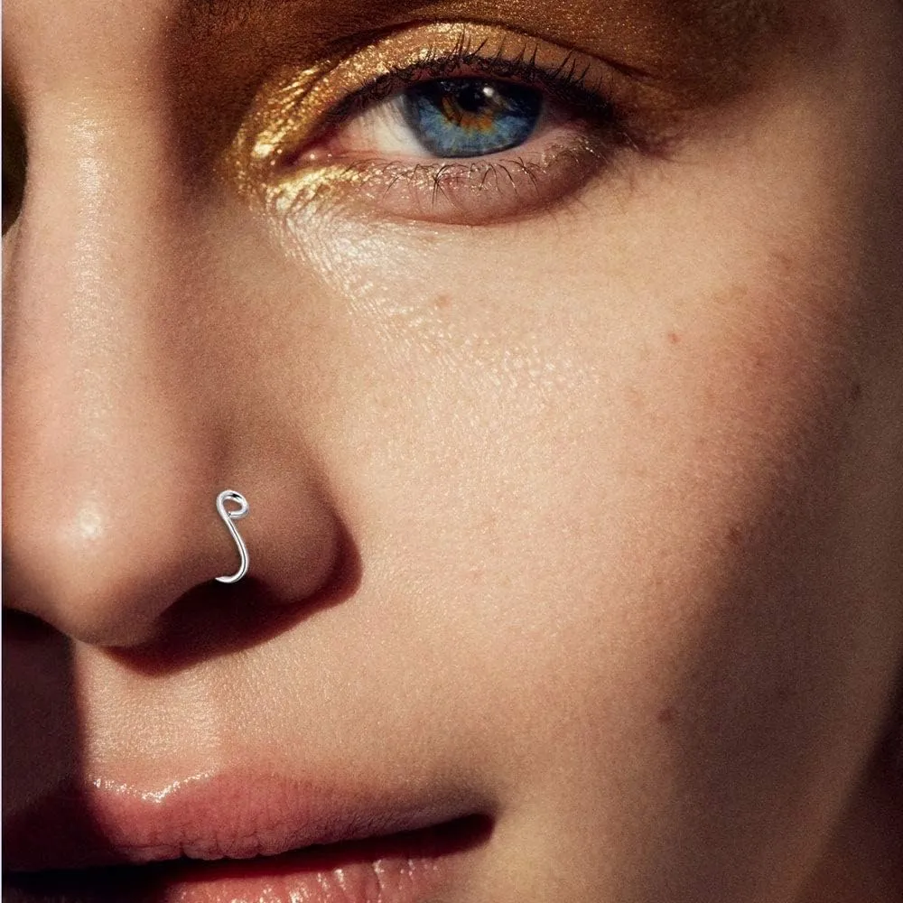 Hypoallergenic 20G L-Shaped Nose Rings - Surgical Steel Hoops & Studs - Gold, Silver, Black Colored