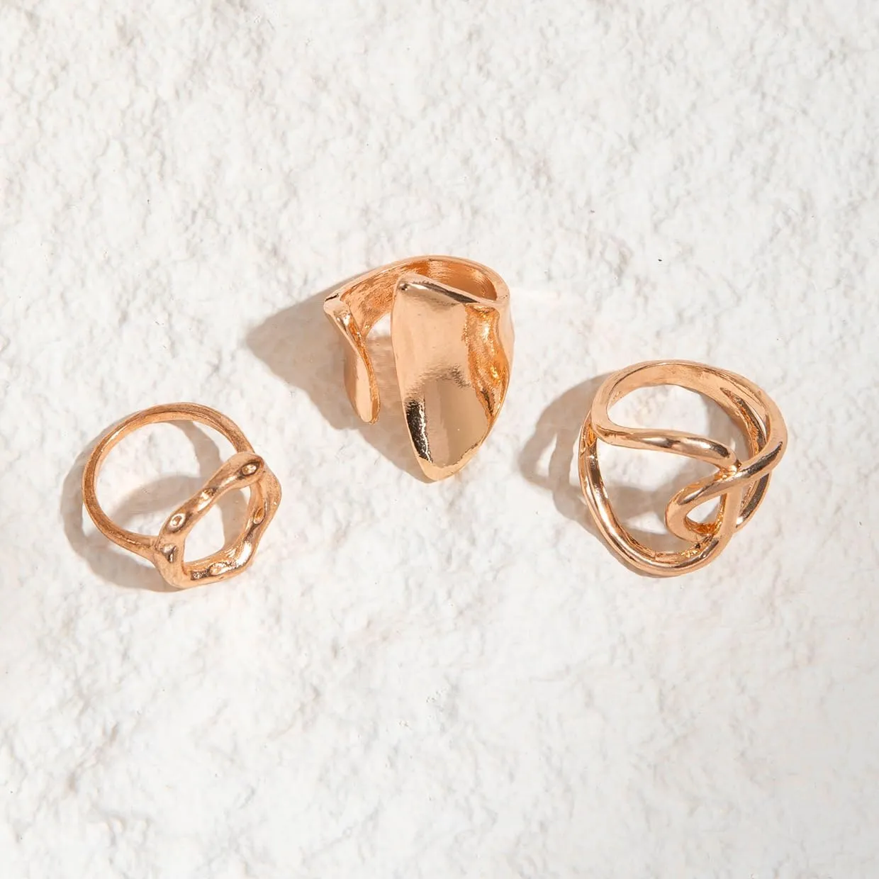 INENIMARTJ Chunky Gold Rings for Women Non Tarnish,14K Gold Plated Stacking Knuckle Rings Sets Vintage Stackable Finger Midi Ring Prom Jewelry Accessories