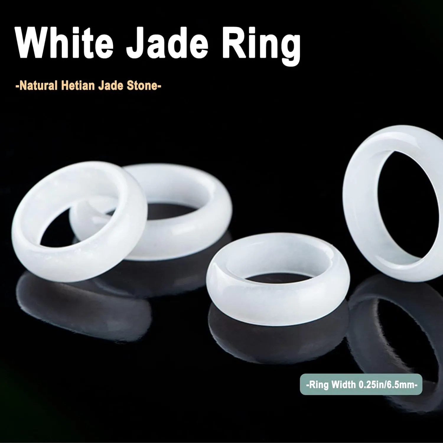 Jade Ring- Natural Green/White Hetian Jade, Green Jade Rings for Women Men, Jade Jewelry Crafts Gifts for Women(Ring Size:5-12)