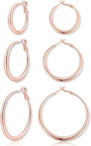 Jewlpire Gifts for Women 14K Gold Plated Hoop Earrings with 925 Stering Silver Post, Lightweight & Hypoallergenic Gold/Silver/Rose Gold Hoop Earrings for Women 30mm/40mm/50mm/60mm