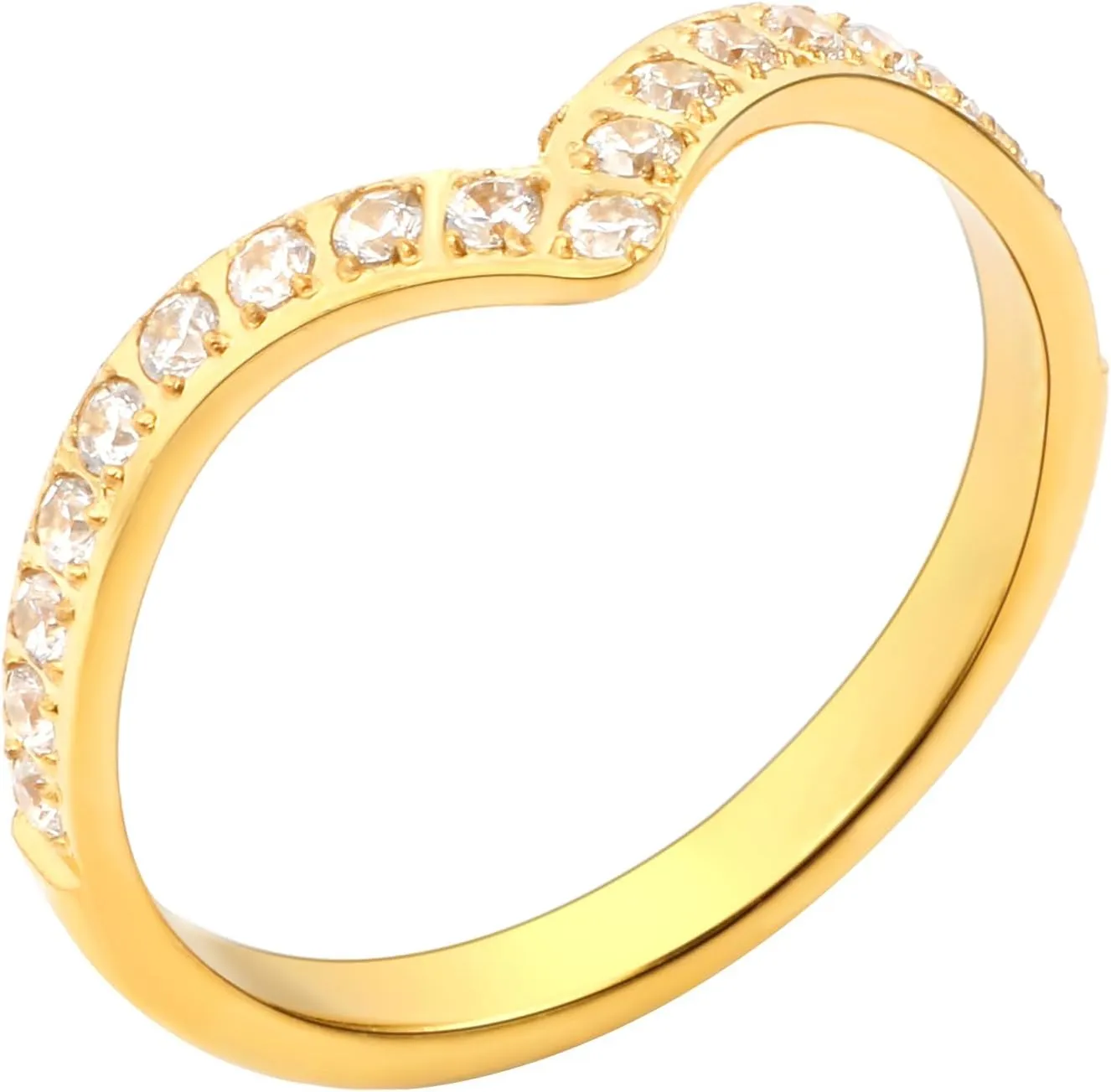 JINHUI 18K Gold Plated Band Rings for Women, Dainty Stacking Thin Rings with CZ Simulated Diamond Shiny Chic Vintage Casual Statement Jewelry