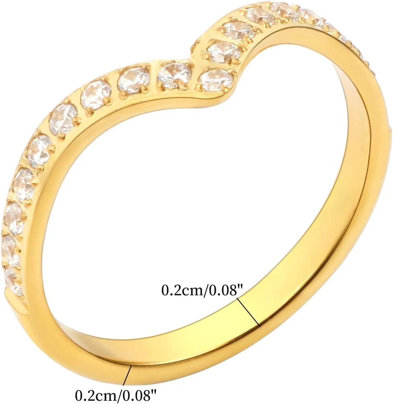 JINHUI 18K Gold Plated Band Rings for Women, Dainty Stacking Thin Rings with CZ Simulated Diamond Shiny Chic Vintage Casual Statement Jewelry