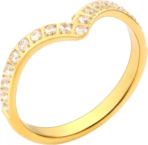 JINHUI 18K Gold Plated Band Rings for Women, Dainty Stacking Thin Rings with CZ Simulated Diamond Shiny Chic Vintage Casual Statement Jewelry