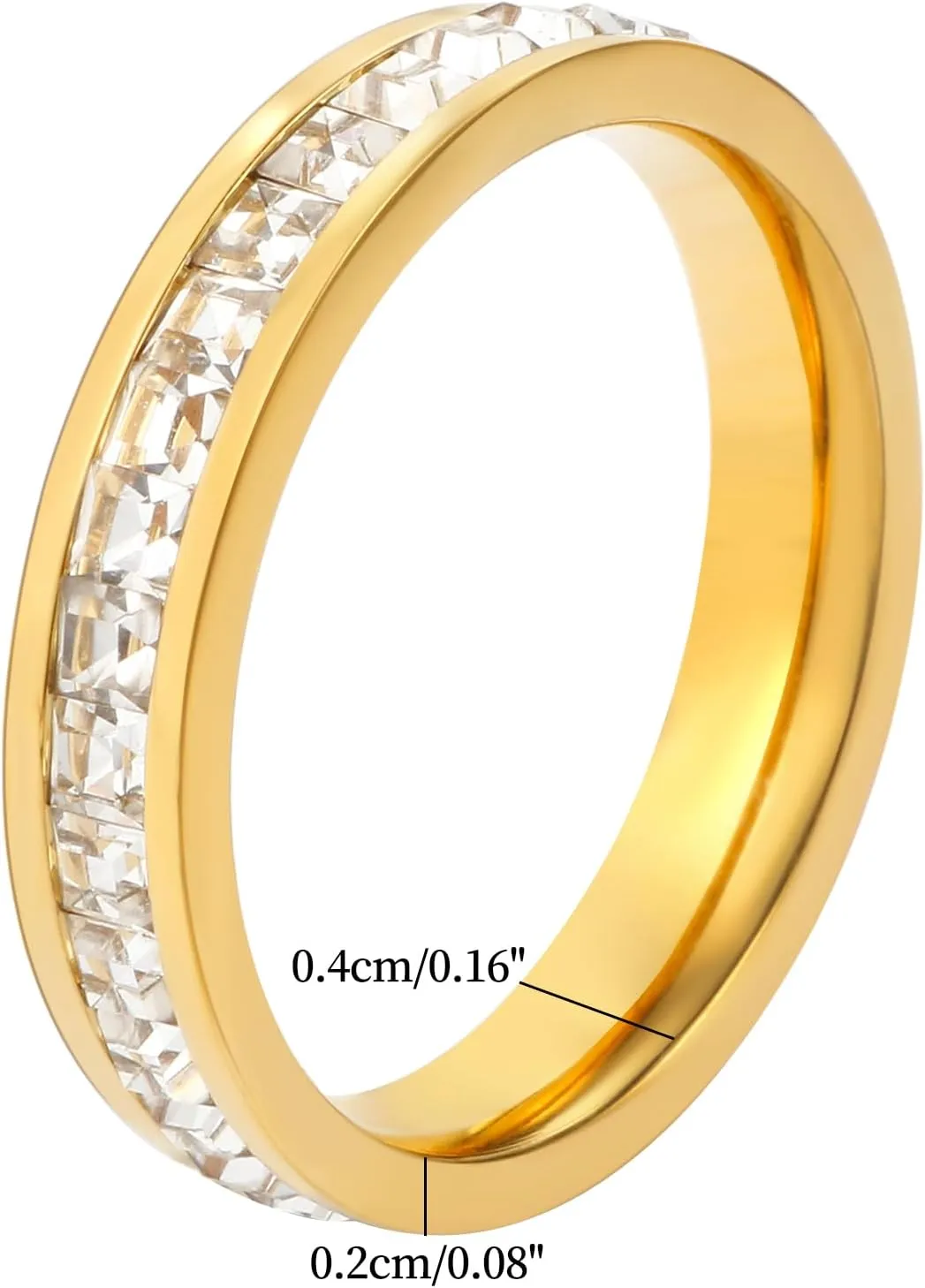JINHUI Eternity Stacking Dainty Rings for Women, 18K Gold Plated CZ Simulated Diamond Thin Band Rings for Women Engagement Wedding Casual Vintage Elegant