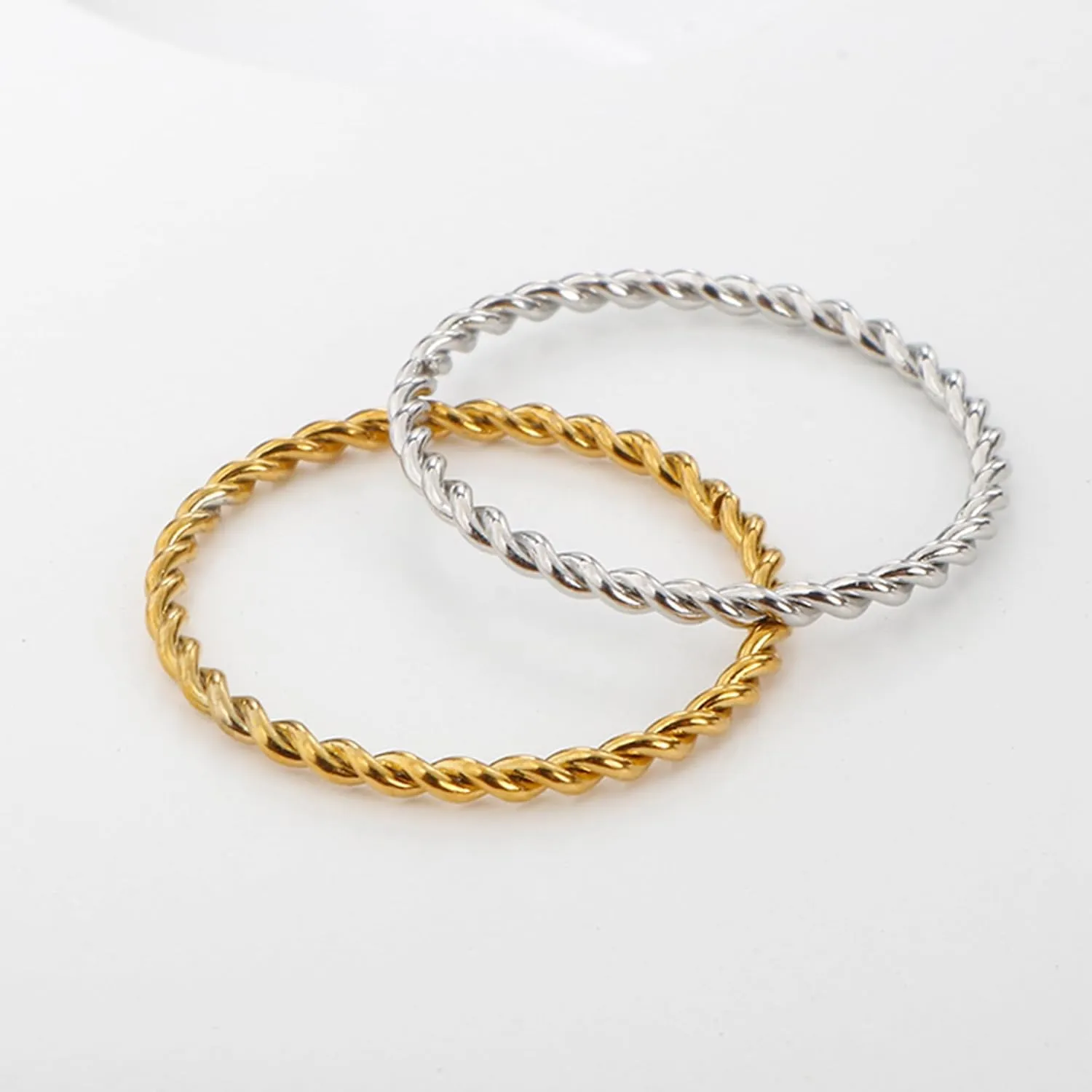 JINHUI Rings for Women, Dainty 18K Gold Rings for Women Stacking Thin Twisted Ring for Midi Knuckle Pinky Finger