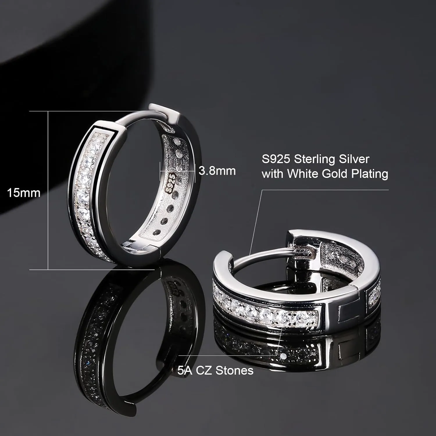 KRKC Hoop Earrings for Men S925 Sterling Silver Hypoallergenic Hoop Earrings, 14K Gold Plating Round Circle Earrings For Men Women