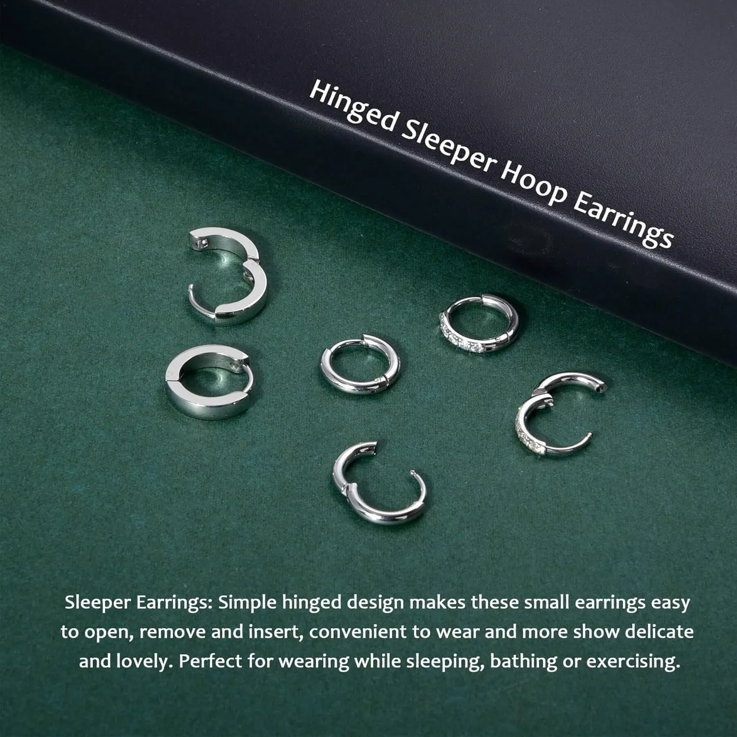 Lantine Small Gold Hoop Earrings Set for Women Men Surgical Stainless Steel Cartilage Cz Huggie Earrings 20G Daith Helix First Second Third Hole Lobes Hinged Sleeper Earrings