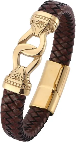 Leather Bracelet for Men, Long Distance Friendship Bracelets Buckle Braided Leather Cord Bracelet Bohemian Bracelets