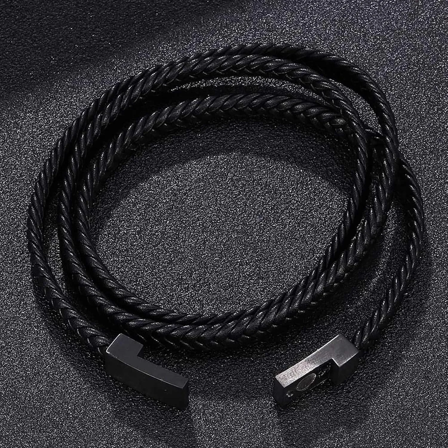 Leather Bracelet Punk, Cool Friendship Bracelets Multi-Layer Braided Leather Cord Bracelet Adult Friendship Bracelets